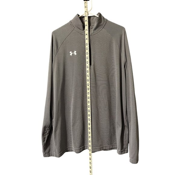 Under Armour HeatGear Quarter Zip Gray Striped XL Loose Fit Shirt - Picture 3 of 4